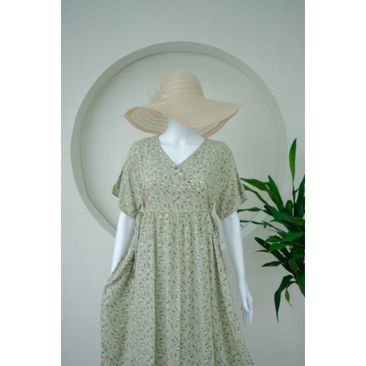 Daster kimono A line rok lebar| Daster ibu menyusui ibu hamil | nursingwear sleepwear-3 matcha