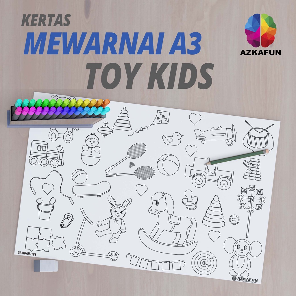 Kertas Mewarnai A3 TOY KIDS - Mewarnai tema bermain