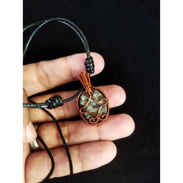 kalung etnik liontin batu akik badar besi tabasir asli batu alam