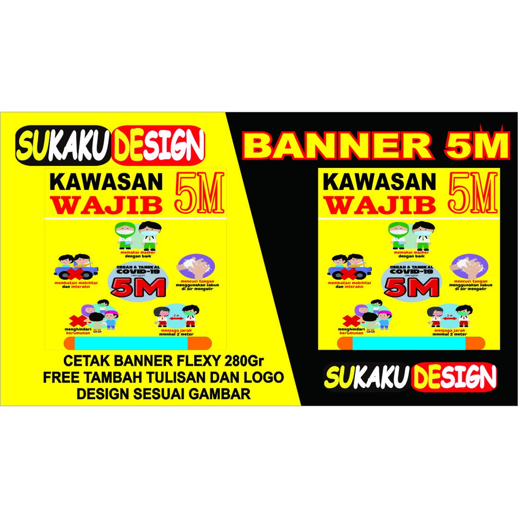 Spanduk Banner 5M Cegah Covid di sekolah