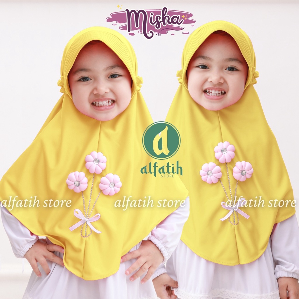 JILBAB ANAK TK - SD MISHA FLOWER / FLOWER / JILBAB ANAK USIA 4-7 TAHUN / PAKAIAN MUSLIMANAK PEREMPUAN / KERUDUNG ANAK TK / HIJAB ANAK TK-SD KHIMAR ANAK