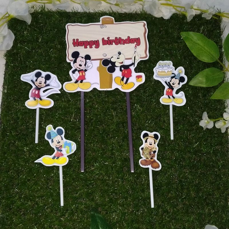 Topper cake Mickey mouse happy birthday hiasan kue ulang tahun