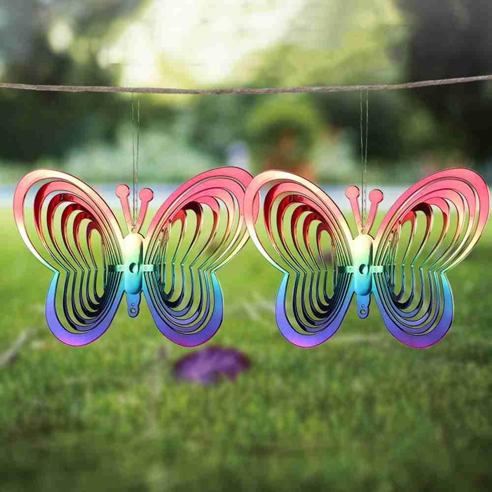 Populer 2PCS Butterfly Wind Spinner Dekorasi Halaman 3D Dekorasi Taman Wind Chime