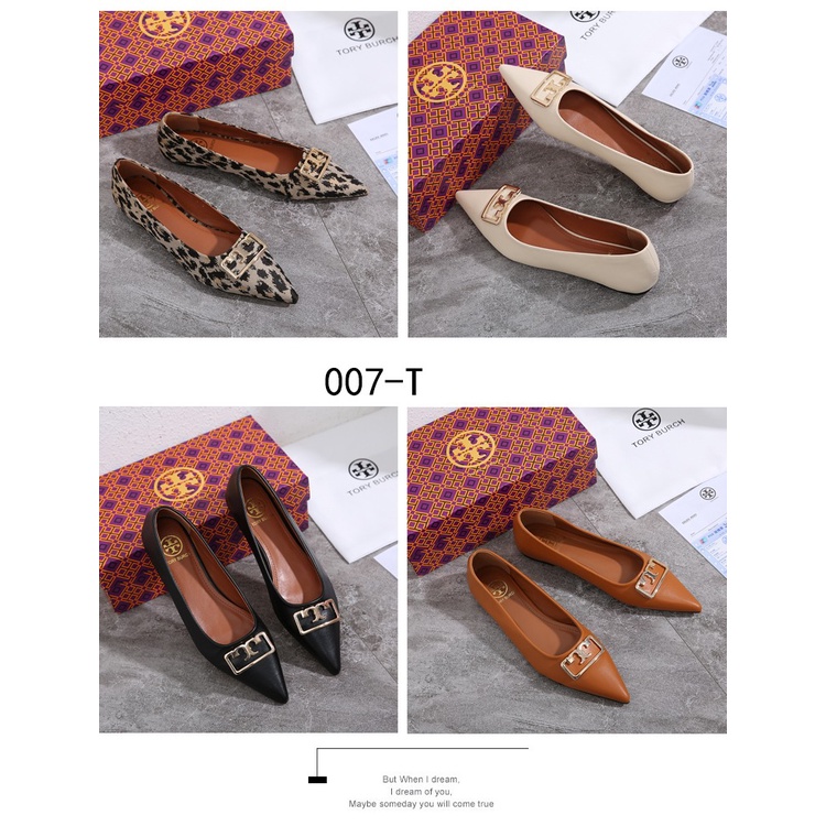 TB Leather Pointed Toe Flats #007-T