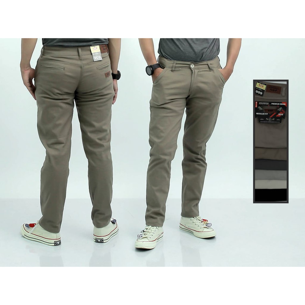 Celana Bahan Pria Formal Kantoran Katun Resleting Kuat Jahitan Rapi Murah Reguler Fit Celana Chino