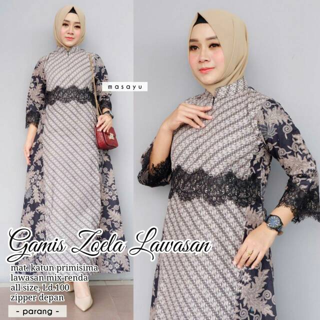 Gamis batik zoela lawasan motif parang bahan katun primisima