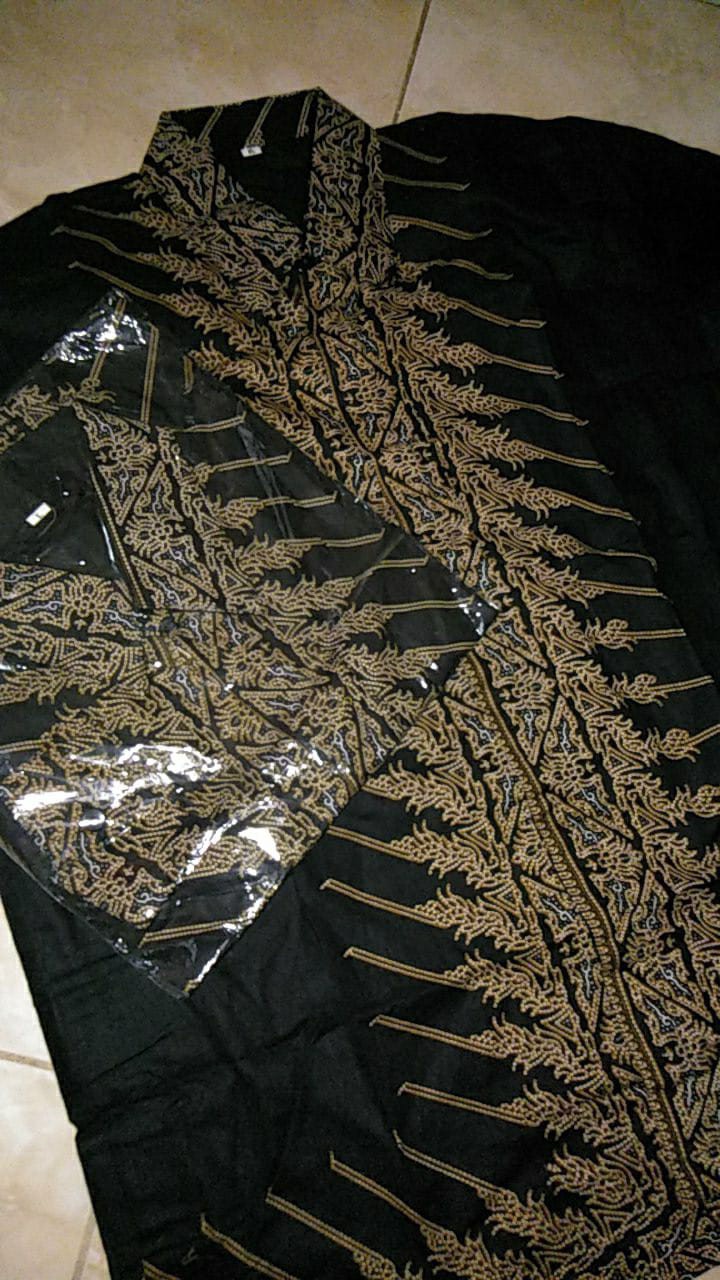 Couple Batik Kemeja Tunik Ziper Depan Motif Jokowi Serit