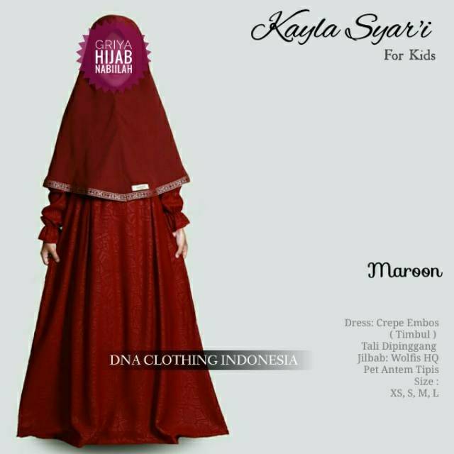 Gamis Anak Kayla Syari for kids Ori DNA (family couple Amina Syari)