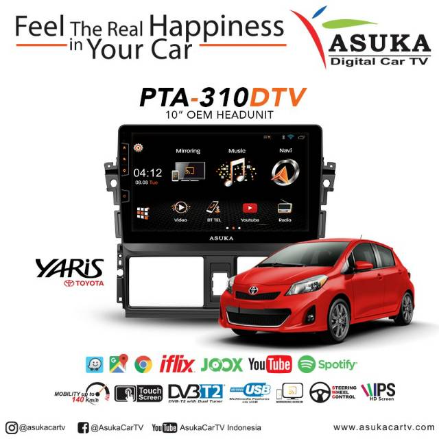 Head unit asuka pta310tv Yaris - tv oem Yaris asuka PTA 310 tv - tv android asuka yaris 10 inch
