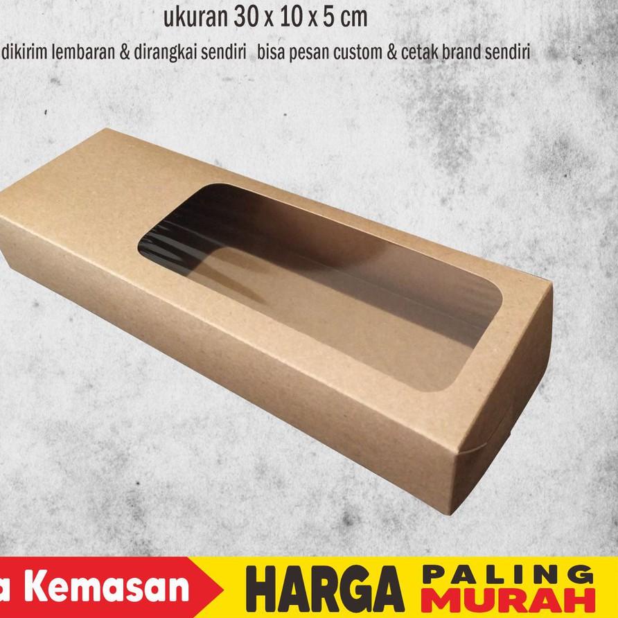 

➾ BOX BROWNIES 30x10x5 CM KRAFT JENDELA LAMINASI DALAM (isi 25 pcs) ❋