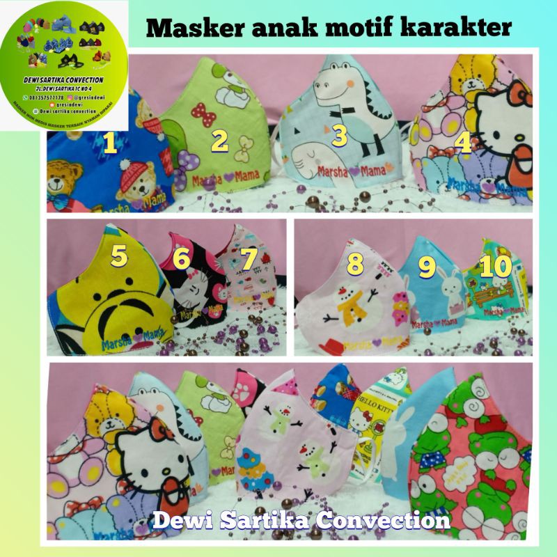 masker anak motif lucu cantik