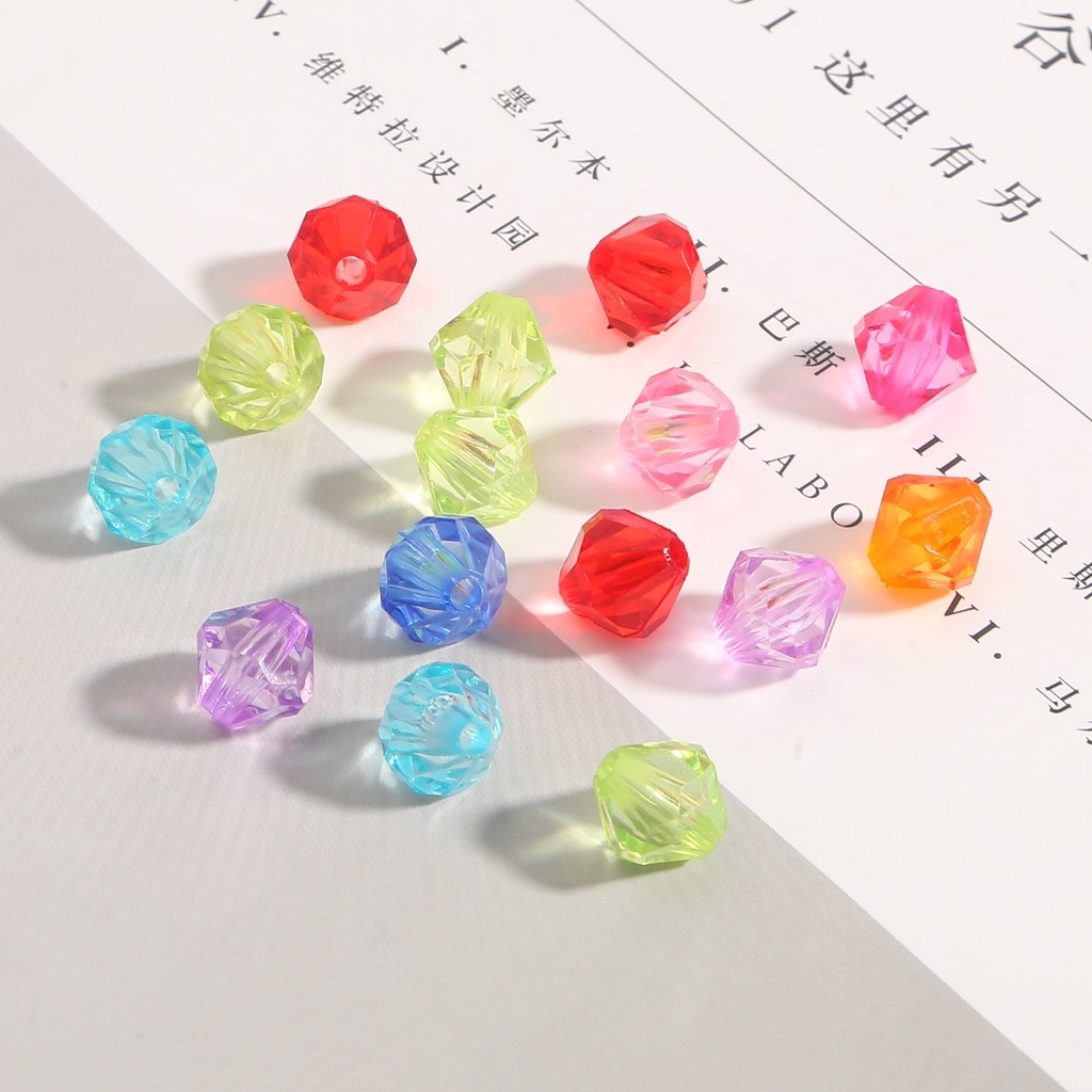 50-500 Pcs 4 6 8 10 Mm Bening Campuran Warna Austria Segi Bicone Crystal Akrilik Longgar Spacer Bulat Manik-manik DIY Membuat Perhiasan