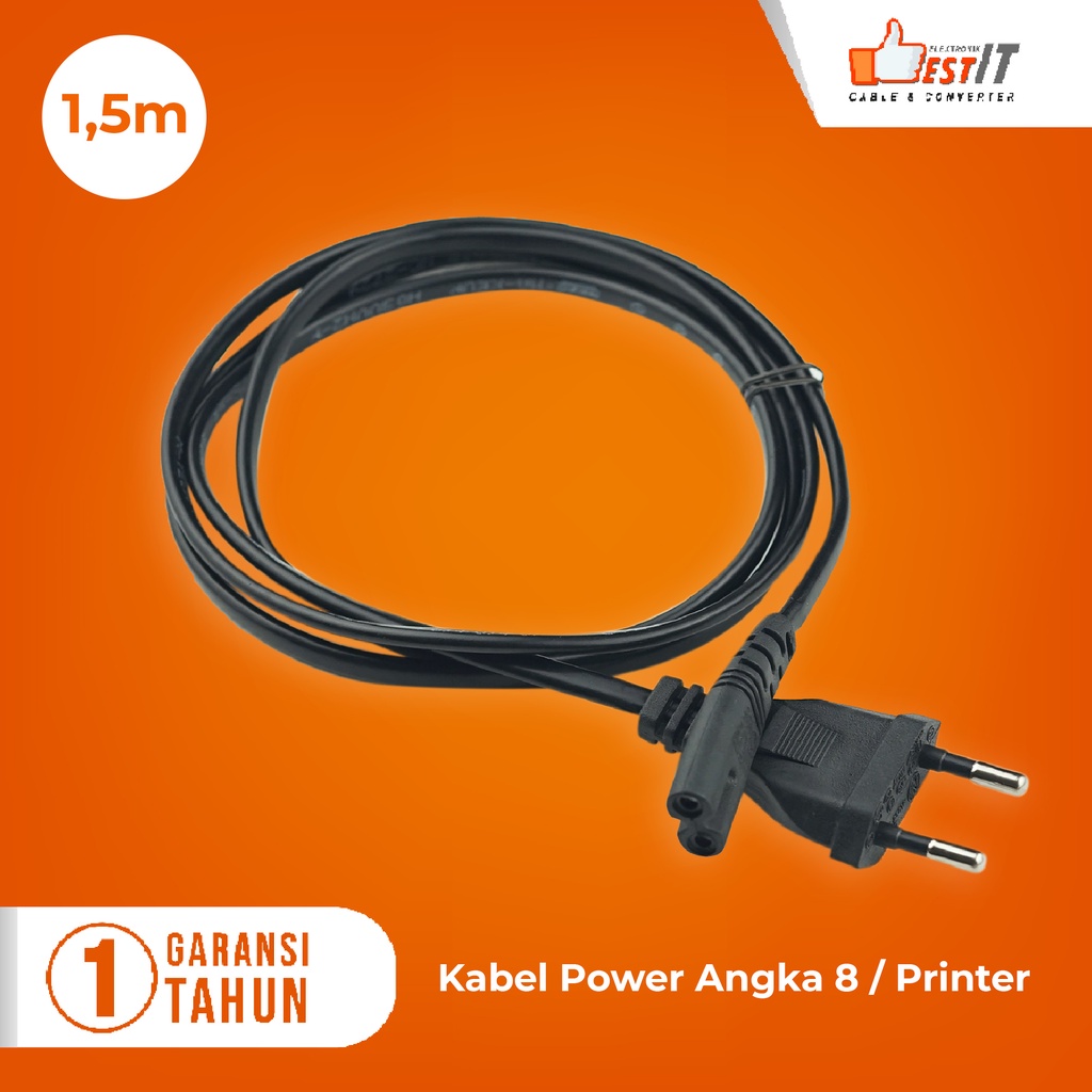 Kabel Power Angka AC CORD 8 Kabel Printer Universal 1.5 Meter M-tech