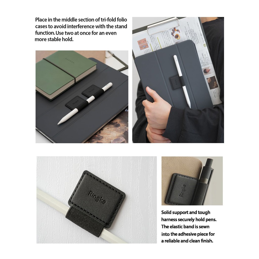 Ringke Apple Pencil Stylus Samsung S Pen Holder Sleeve iPad Galaxy Tab Black