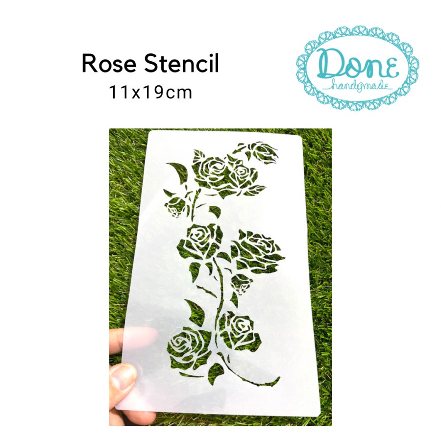 Stencils rose texture sheet lembar motif dinding clay motif mawar L donehandymade done handymade jual bahan kerajinan tangan