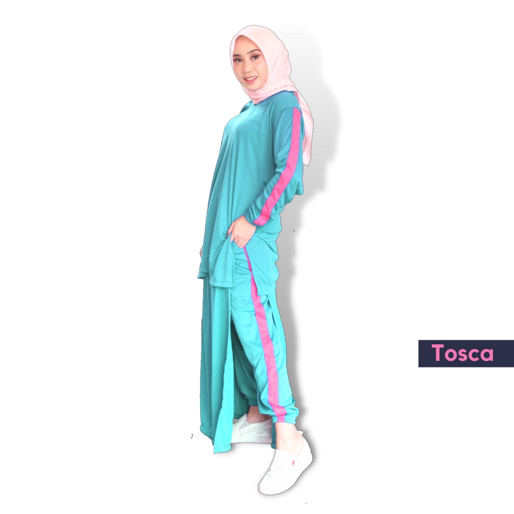 Baju Setelan Olahraga VARIAN TOSCA Muslimah Jumbo AISA Wanita Muslim Syari Set Rok Celana