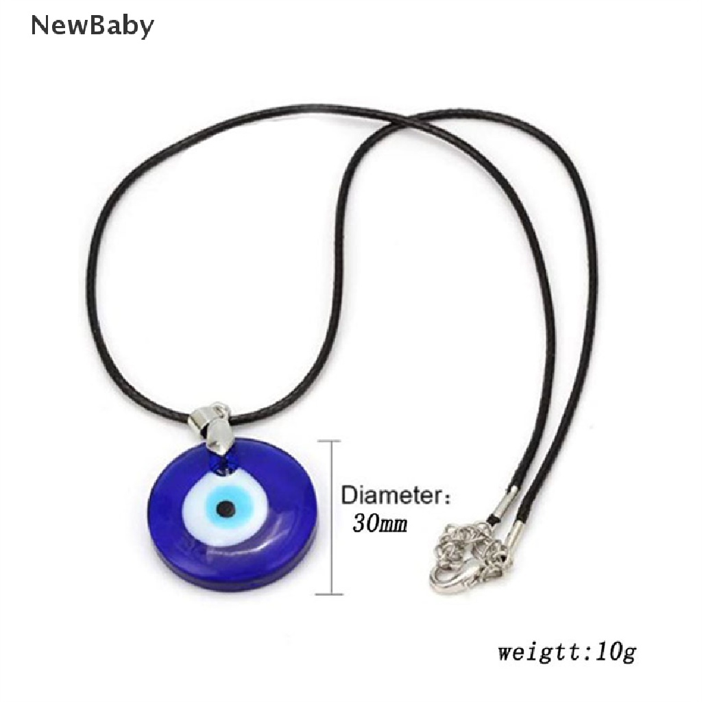 1pc Kalung Liontin Evil Eye Bahan Kaca Warna Biru Ukuran 30mm Untuk Wanita