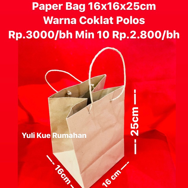 

Paper Bag 16x16x25cm Warna Coklat Polos