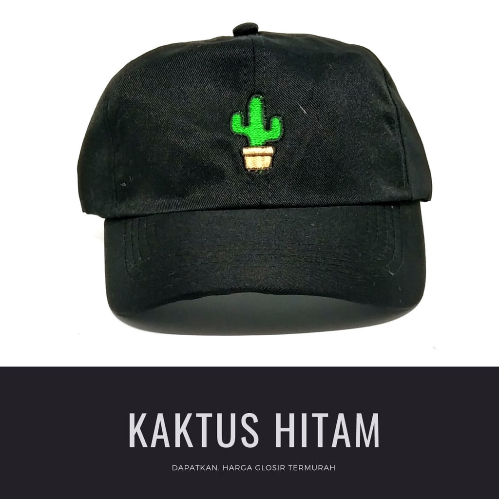 Termurah Topi baseball / garis tiga / challange / reclusive / kaktus / smile / pesawat kertas / yours / brotosaurus dino / daun kecil rasta / pohon kelapa  ring premium dan pertamax pria wanita kpop korea-kaktus hitam