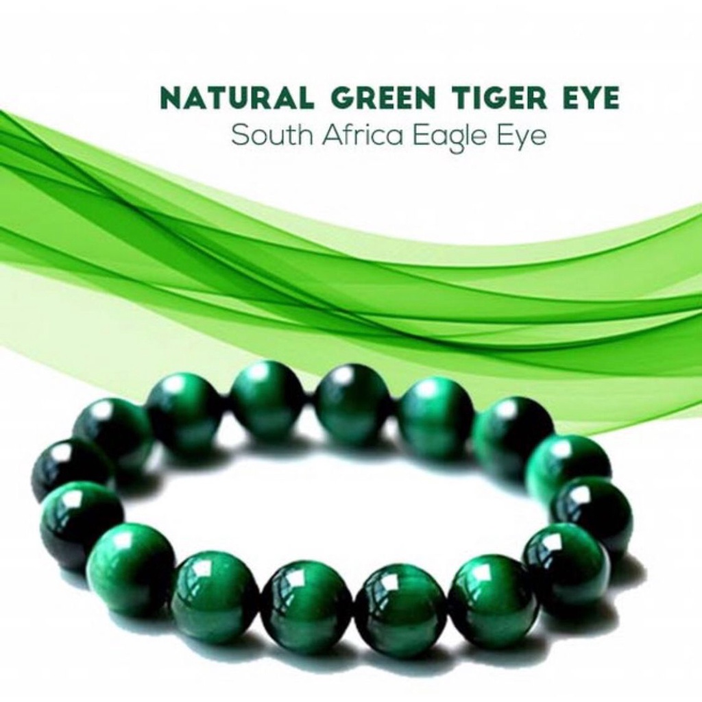 Gelang Terapi Pria Wanita Batu Giok Green Tiger Eye Stone Premium