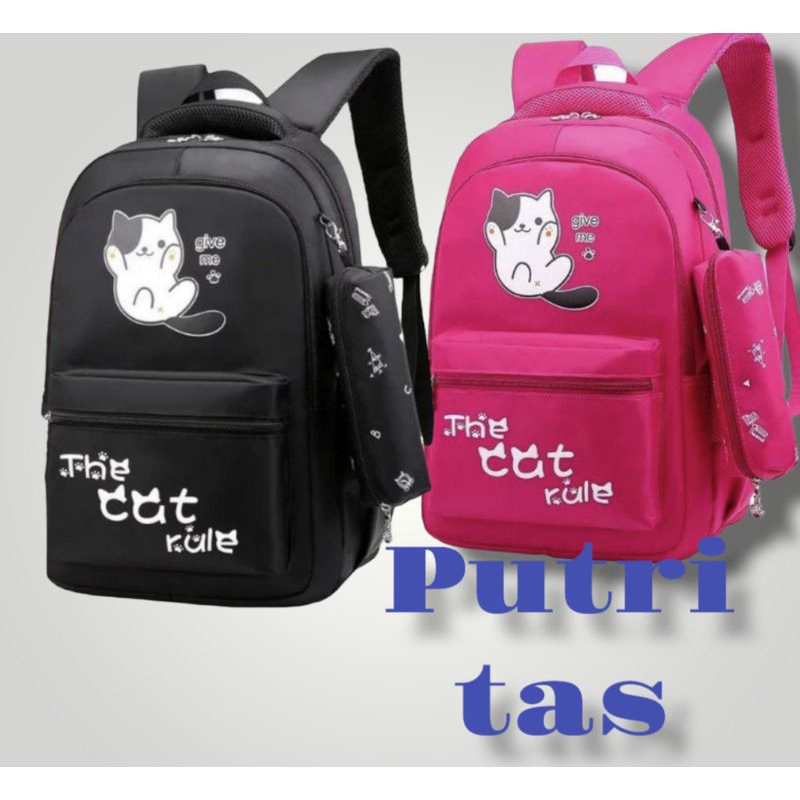 tas ransel anak sekolah sd smp motif kucing