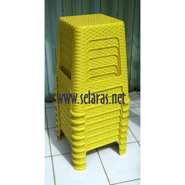  Kursi  Baso Plastik  Motif Anyaman  Rotan Olymplast Kuning 