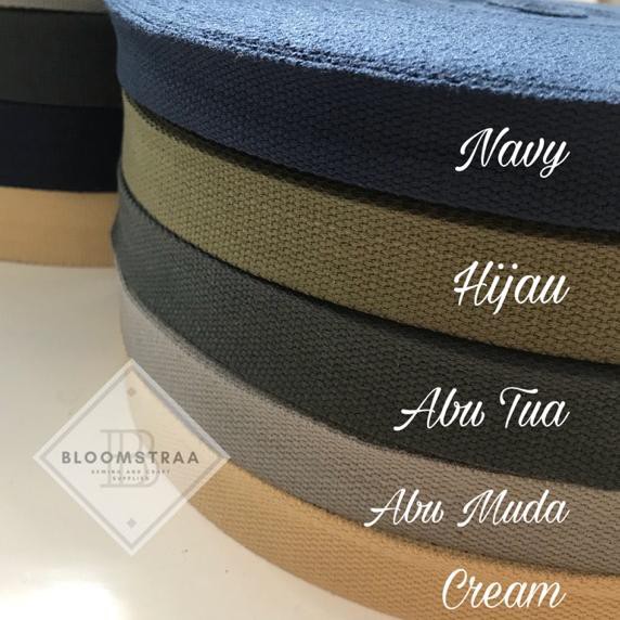 ¾# Webbing katun Import 2.5cm (5 Meter) 25mm cotton webbing impor 2.5 cm 25 mm ¾