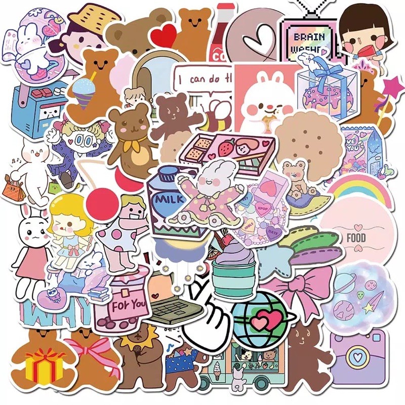 

STICKER VINIL ISI 50 PCS KOREA LUCU CUTE ANTI AIR AESTHETIC BOTTLE PHONE lOVERSTUFF