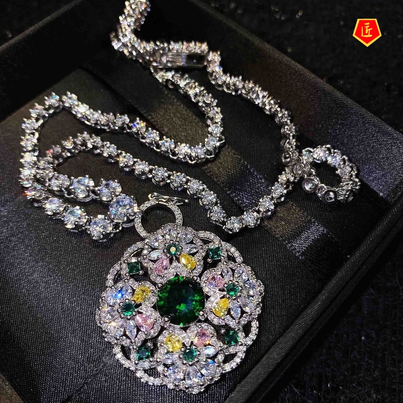 [Ready Stock]Zircon Universal Necklace 18K Platinum High-End Jewelry Pendant