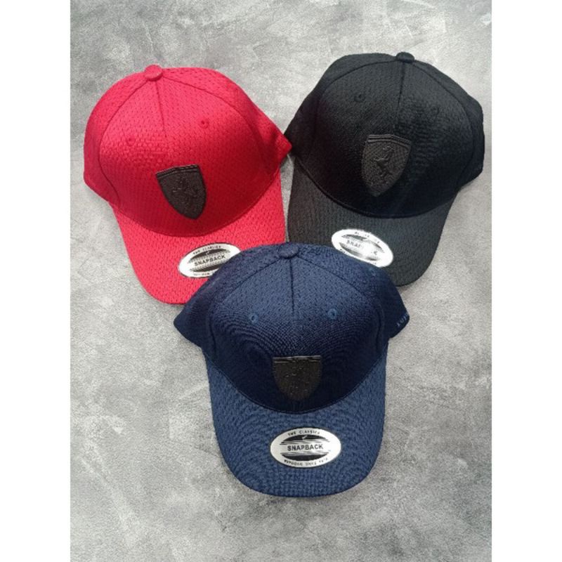 TOPI BASEBALL FERRARI LOGO BLACK TOPI PRIA PREMIUM QUALITY