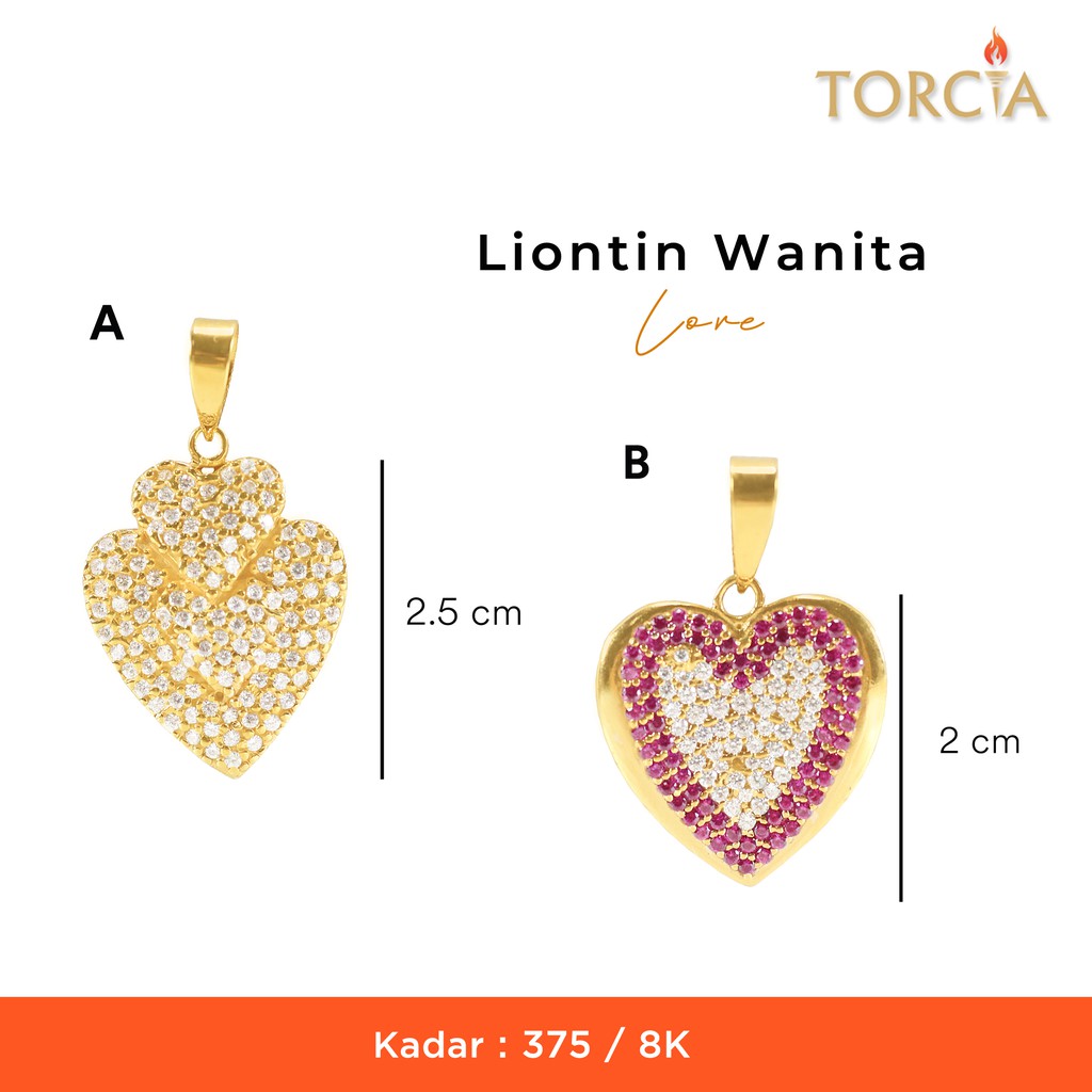 Liontin Wanita Emas Asli Love Mata Kadar 375 Torcia