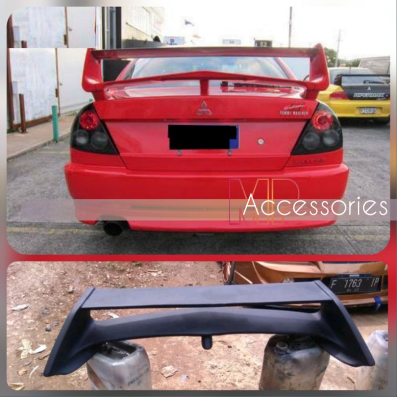 Spoiler Wing 2 tingkat untuk Mitaubiahi Evo 3 evo 4 dan evo 5