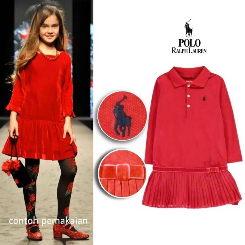 Polo Ralph Laure* - Dress Anak Bayi | Size 18, 24 bulan-Red Veronica