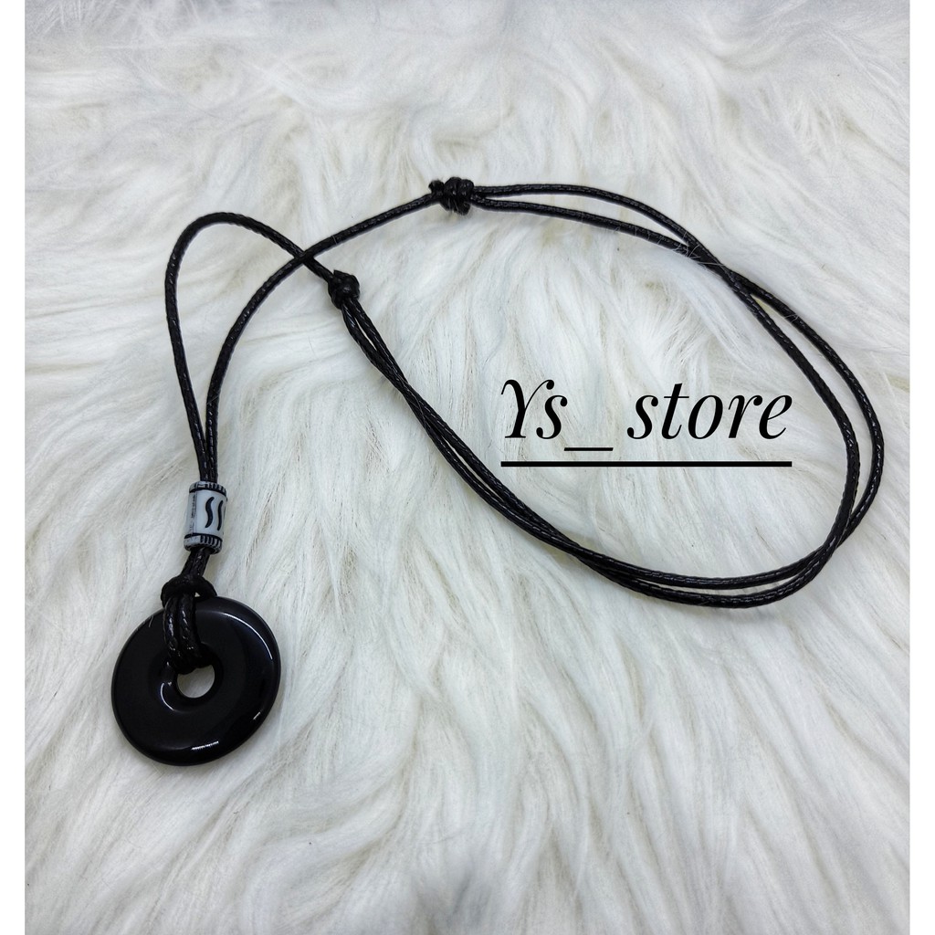 Kalung Tali Bandul Giok Hitam