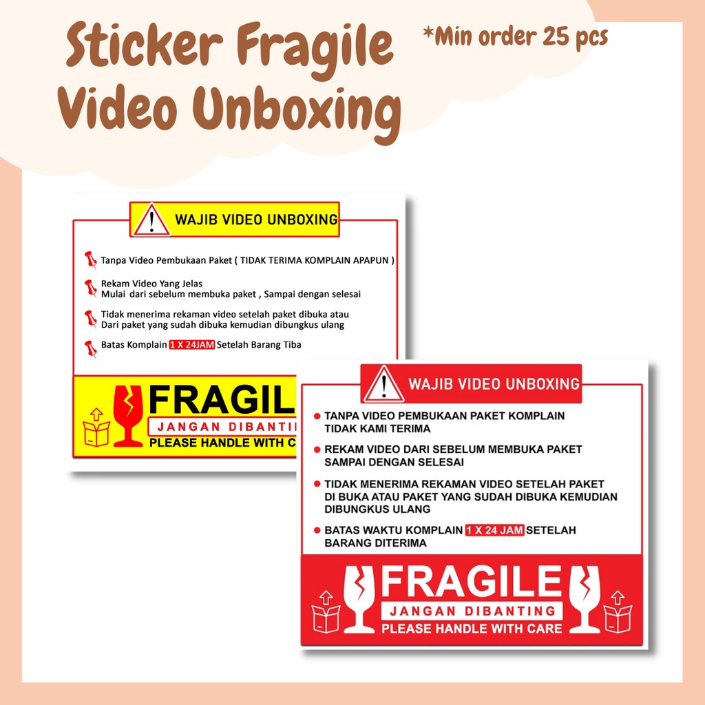 Jual Sticker Fragile Video Unboxing Shopee Indonesia