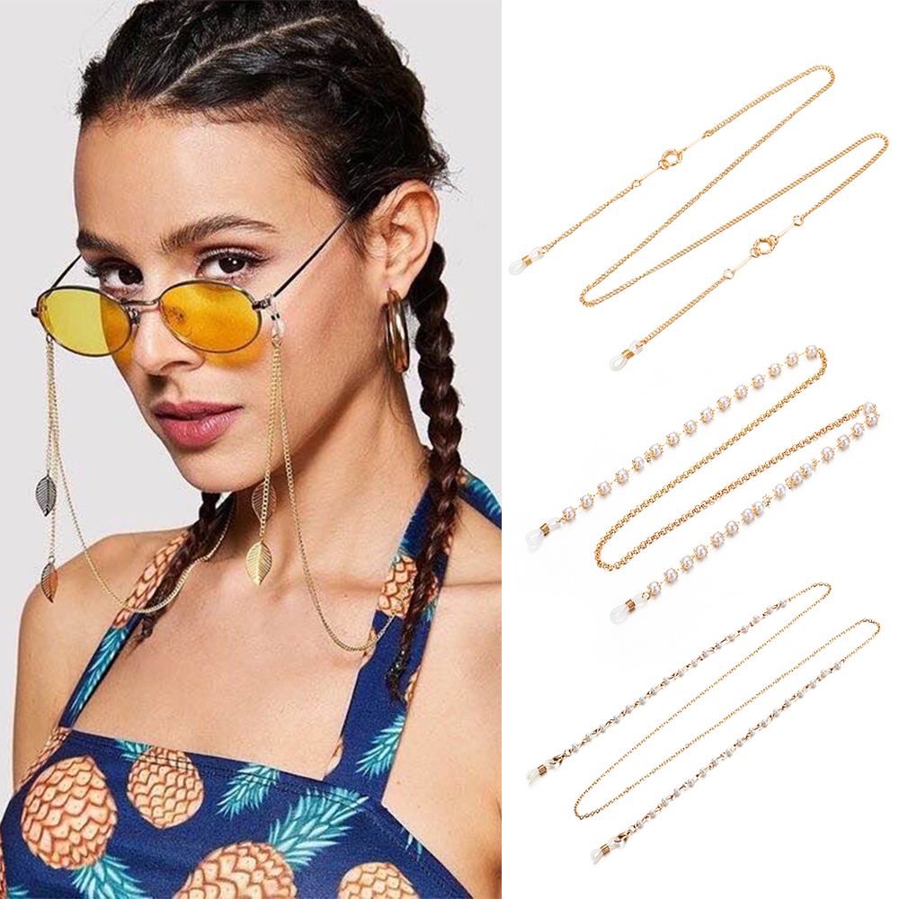 Pistachio Tali Lanyard Holder Kacamata Baca Hias Mutiara Anti Hilang Untuk Pria / Wanita-2