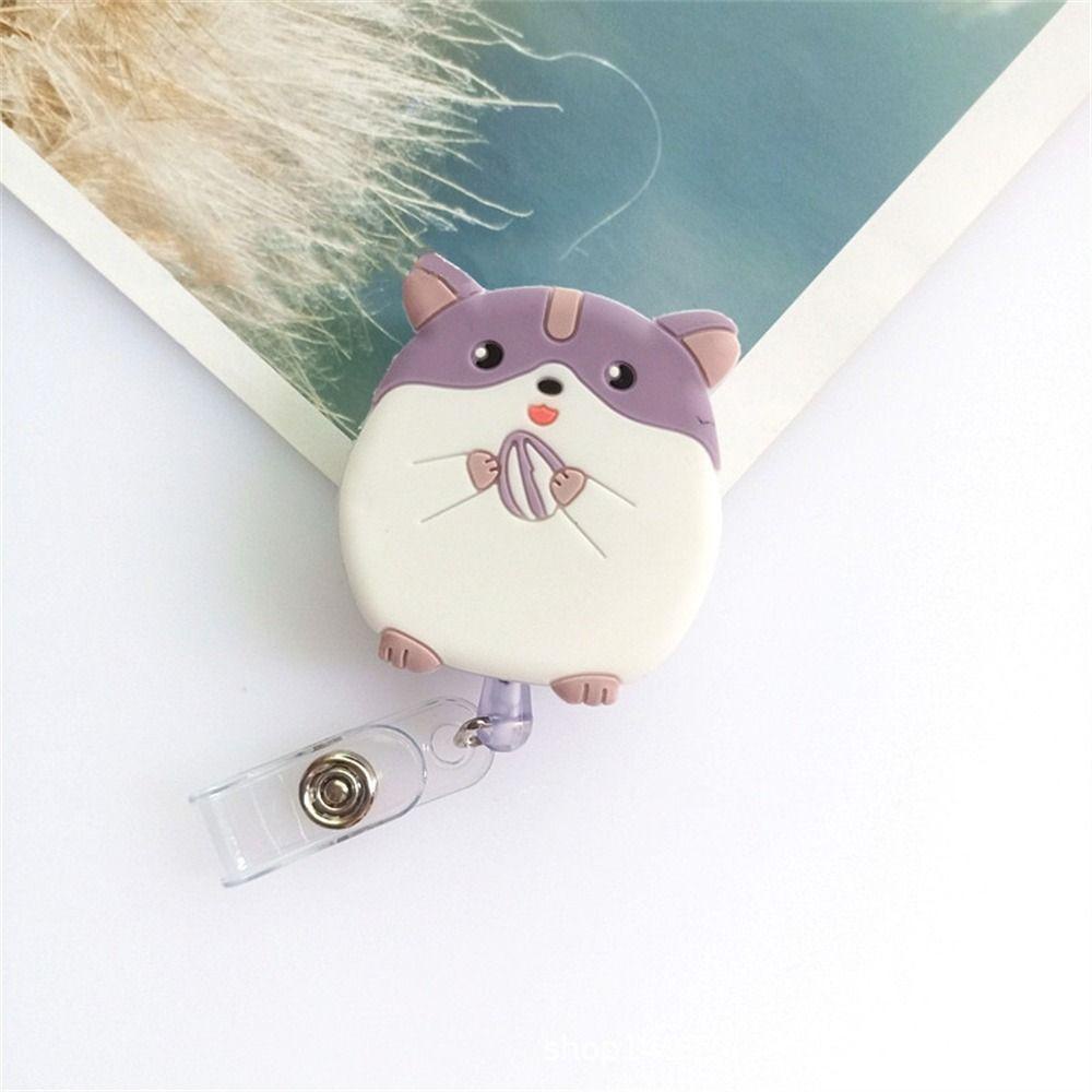 Lanfy Retractable Badge Reel Kantor Lucu Kunci Lanyard Kartu Dada Kartu Kerja Klip Beruang Name Card Holder