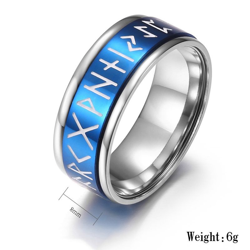 Cincin Jimat Viking Rune Bahan Titanium Steel Ukuran 7-12 Untuk Pria