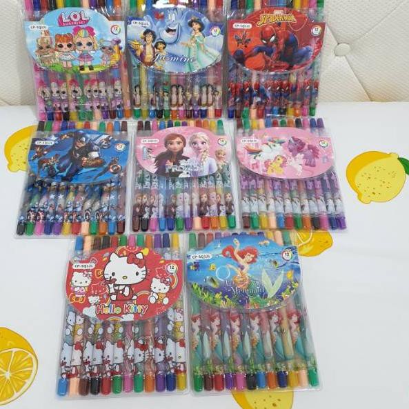 

Grosir ma crayon putar panjang 12warna/krayon putar/rolling crayon/twist crayon/oil pastel MP M WPL