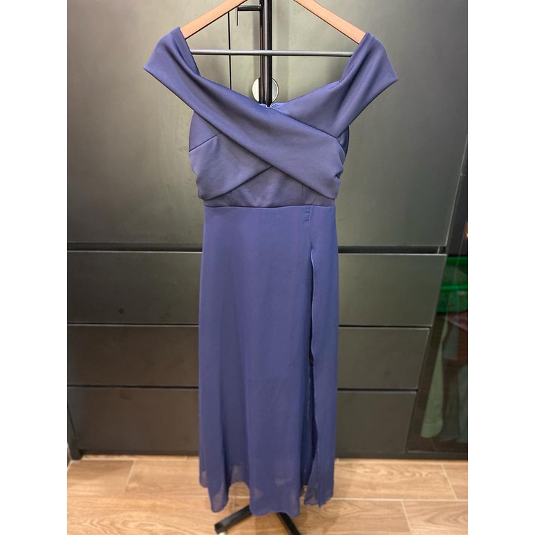 Dress Wanita Blue Dress Slit Dress Gaun Wanita - ALL SIZE Preloved