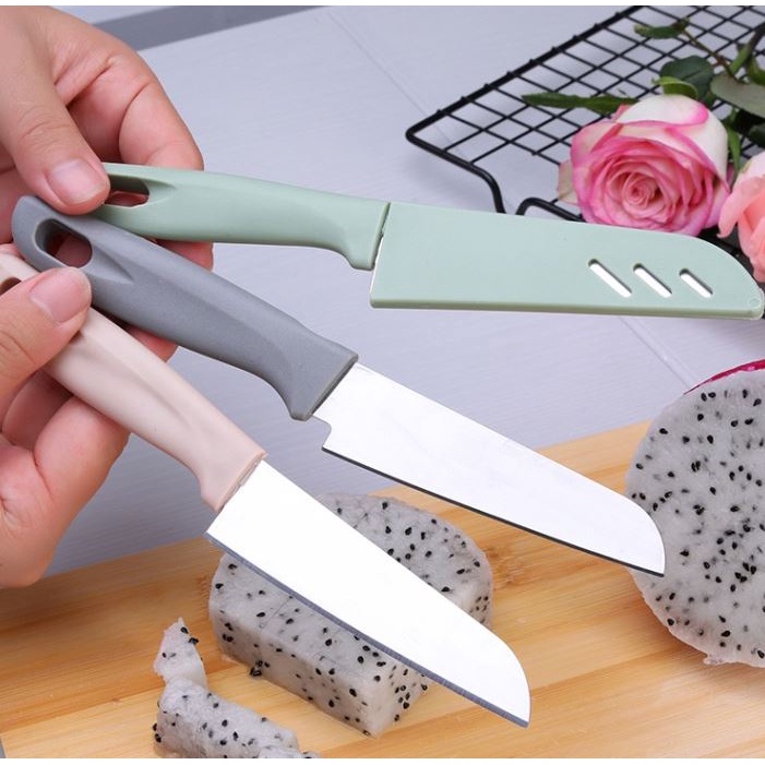 TOKO MUDA Pisau Buah Sayuran Makanan kitchen set Stainless steel Pisau Dapur LD03 dan Alat Asah Pisau Gunting Serbaguna