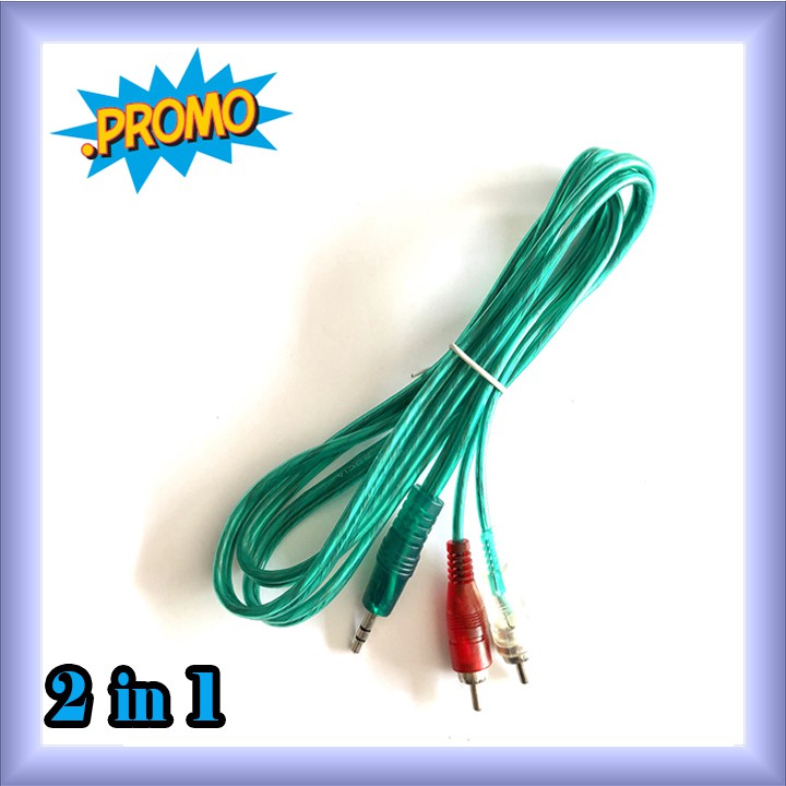 Kabel Jek Hp Kabel Aux 2 in 1 Audio 1,4 meter Jack RCA 2 IN 1 To Mini Stereo Male 3.5 mm
