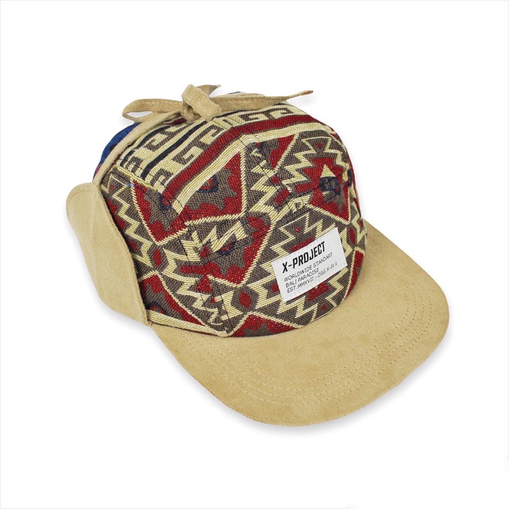 Topi 5 Panel / 5 Panel Hat / X-Project Eardog Earflap Aztec Series