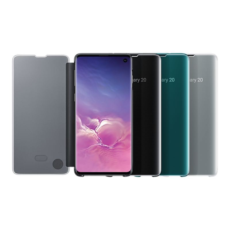 Samsung Galaxy S10 Original Clear View Case Flip Cover Casing Berdiri Kesing Tutup
