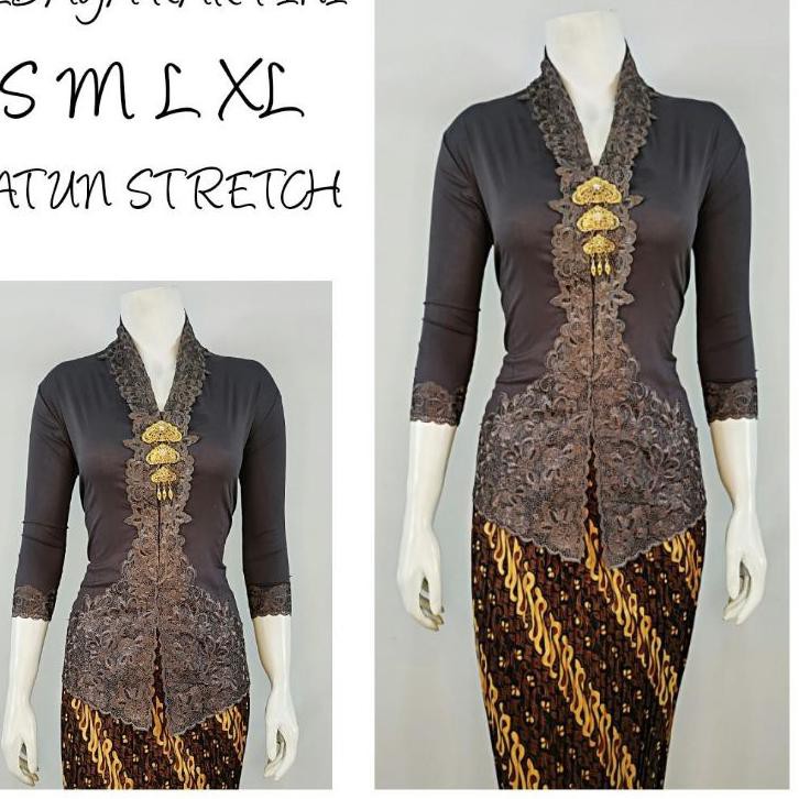 Indah KEBAYA KARTINI MODERN LENGAN 7/8 BORDIR SENADA Katun Stretch M L XL