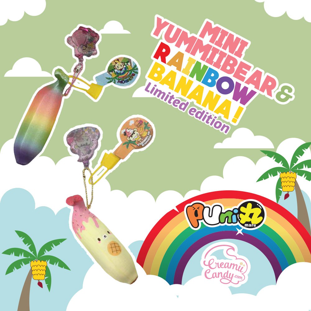 Soft And SlowRise Squishy Mini Yummiibear and Rainbow Puni maru Banana