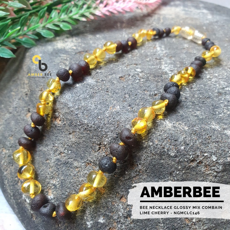 Kalung Amber Bayi Tumbuh Gigi Premium Mix Combain Lime Cherry NGMCLC146 by Amber Bee