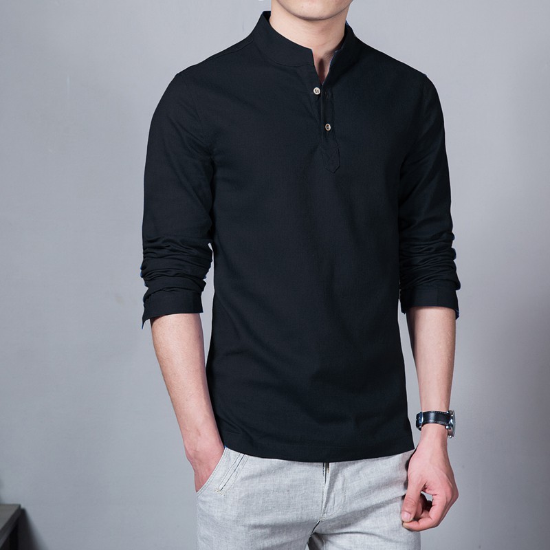 Baju Koko Hitam Polos Lengan Panjang Kameja Muslim Baju Koko Hitam Polos Lengan Panjang Kameja Muslim