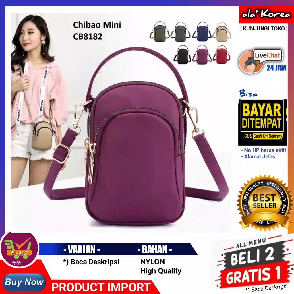 EL18 TAS SELEMPANG SLEMPANG WANITA CHIBAO Mini IMPOR ORIGINAL / SLING BAG CEWEK TEMPAT HP & GADGET
