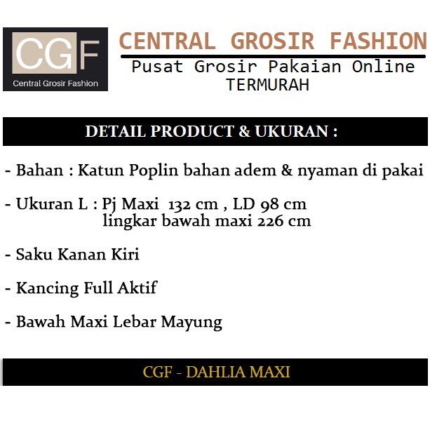 CGF 8828 DAHLIA MAXI Pakaian Baju Maxi Fashion Wanita,Baju LongDress Model Terbaru,Termurah&amp;Terlaris